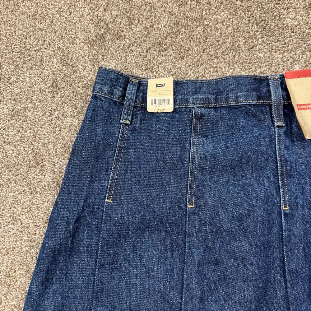 Levi's Pleated Denim Jean Mini Skirt NWT Size 34 Academia Schoolgirl Y2K A-Line